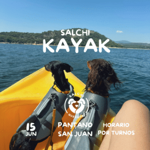 ¡Kayak con tu salchicha en el Pantano de San Juan! Junio 2025 Turno 1 de 9 a 11:30h