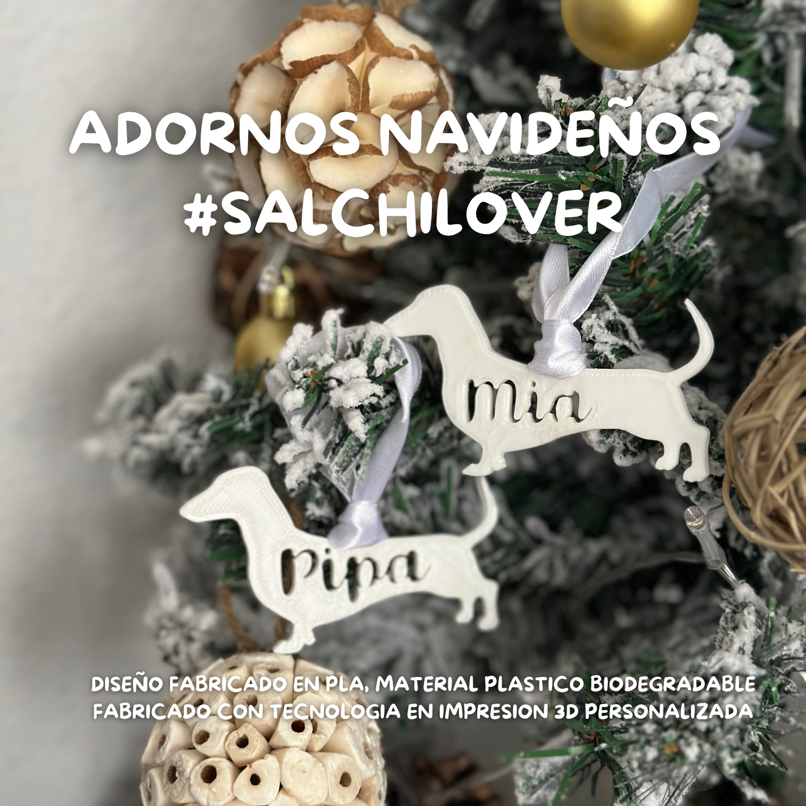 ADORNO NAVIDAD - TECKEL PELO CORTO - DURO - LARGO - SALCHILOVER COLLECTION